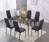 7Pc Dining Set - 55" Glass Table with Black Legs  T-5031 | C-5054