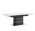 T-1410 Dining Table, Extends 63"-79", Sintered Stone Top, White Marble, Black and Chrome Base