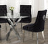 5Pc Dining Set - 44" Round Glass Top Table with 4 Black Chairs  T-1447 | C-1251