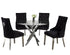 T-1447 | C-1251 - 5Pc Dining Set - 44" Round Glass Top Table with 4 Black Chairs