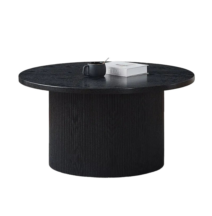 IF-2660 Coffee Table Set, 3Pc, Black Base, Black Round Wooden Top