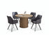 T-1408 | C-1413 Dining Set, 5 Pc, 48" Round Wood Table, Pedestal Design, Hidden Door, Fluted Base, 4 Black Chairs