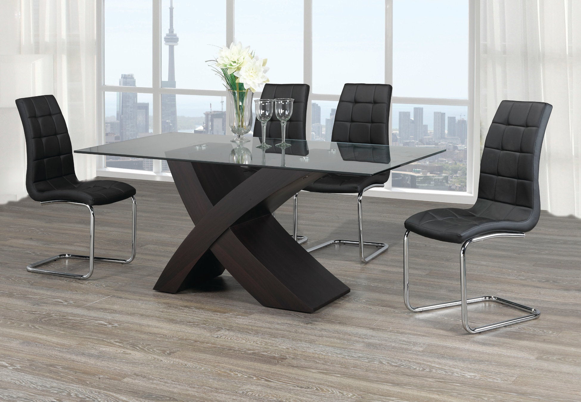 Dining Set with Black Chairs T-1092 | C-1750