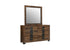 "OPTIMUS" Dresser + Mirror, Two Tone Dark Brown + Walnut Color, 6 Drawers