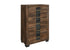 "OPTIMUS" Deluxe Bedroom Set, 6Pc, Dark Brown + Walnut, Chevron Style Headboard, LED Lighting