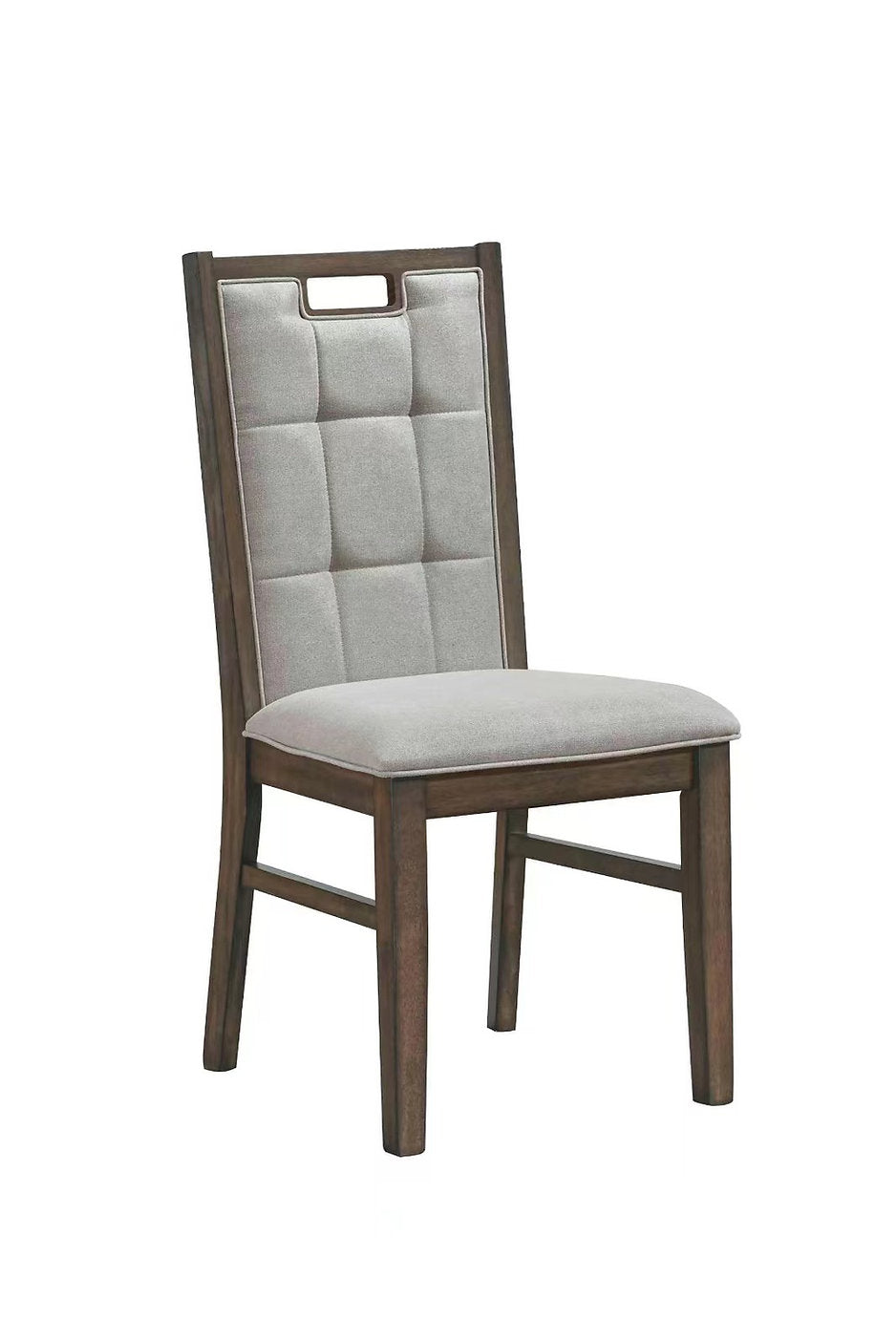 C-1620 Dining Chair, Brown Frame, Beige Fabric Upholstered Seat and Back (Set of 2)