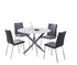 T-1445 | C-1762 Dining Set, 5Pc, 44" Dai Round White Marble Glass Table, Grey Chairs