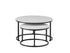 IF-2630 Coffee Table Set, 2Pc, Nested, Sintered Stone White Marble Top, Black Steel Base