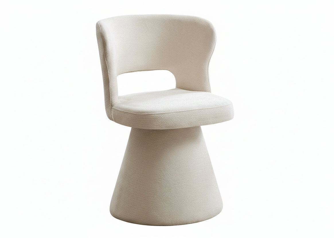 C-1436 Accent Chair, Cream Textured fabric, Cone Pedestal Base, Swivel