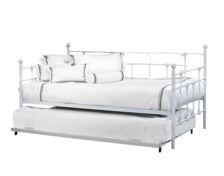 IF-316 Day Bed, White, Metal Frame, Optional Trundle