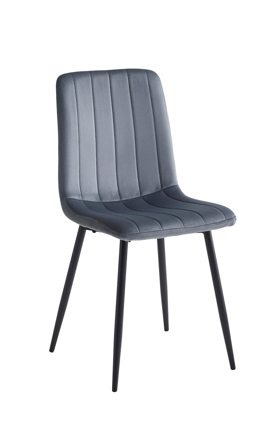 C-1474 Dining Chair, Dark Grey Velvet, Black Steel Legs