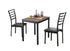 T-1025 | C-1023 Dining Set, 3Pc, 32" Brown Table Top, Black Frame, Faux Leather Chair Cushion, Ladder Back Chair Frame