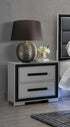 "AMELIA BLACK" Night Table, Sleek Silver, Black Accent Trim