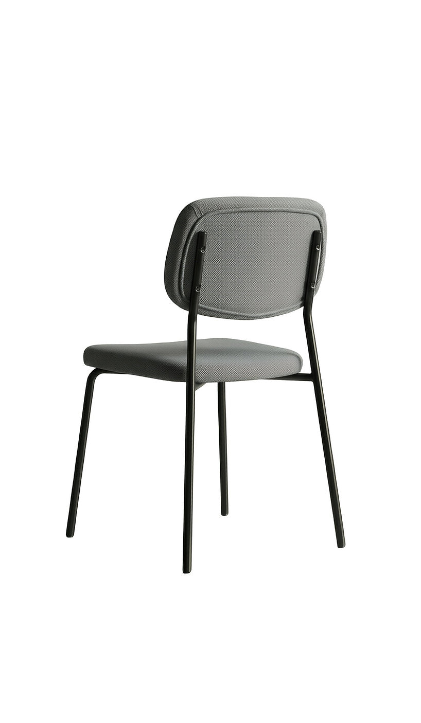 C-1652 Dining Chairs, Grey Textured Fabric, Rounded Cushioned Backrest and Seat, (2 Piece Set)