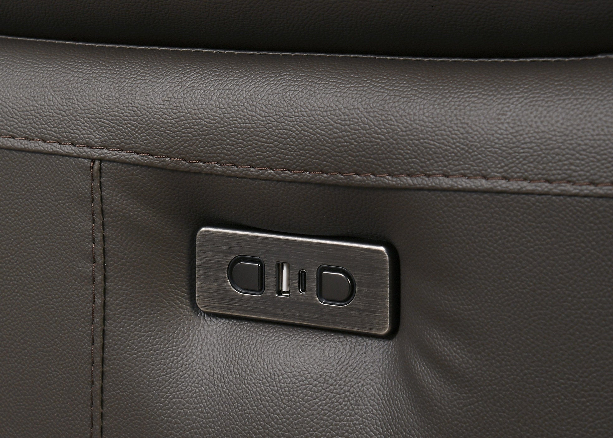 IF-8170 Power Recliner Loveseat, Soft Chocolate Brown, Genuine Leather/Match, USB Charging