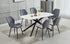 T-1530 | C-1536 Dining Set, 7Pc, 63" Table, Sintered White Marble Top, Dark Grey Velvet Chairs