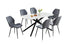 T-1530 | C-1536 Dining Set, 7Pc, 63" Table, Sintered White Marble Top, Dark Grey Velvet Chairs