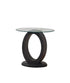 IF-2656 Coffee Table Set, 3Pc, Grey Base, Clear Oval Glass Top