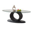 IF-2656 Coffee Table Set, 3Pc, Grey Base, Clear Oval Glass Top