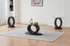 IF-2656 Coffee Table Set, 3Pc, Grey Base, Clear Oval Glass Top