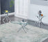 IF-2650 Coffee Table Set, 3Pc, Chrome Base, Oval and Round, Clear Glass Top