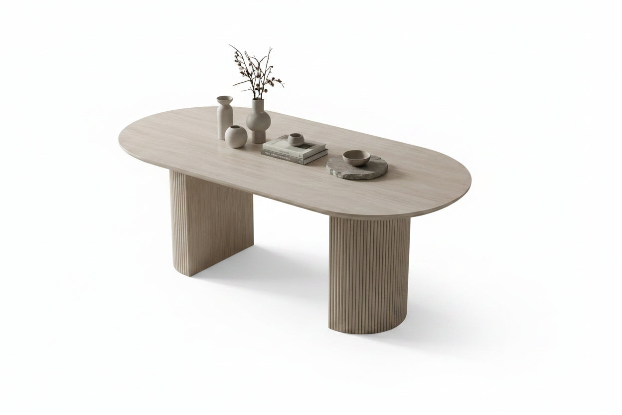 T-1641 | C-1644 Dining Set, 5Pc, 71" Oval, Light Travertine Stone Top