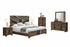 "OPTIMUS" Deluxe Bedroom Set, 6Pc, Dark Brown + Walnut, Chevron Style Headboard, LED Lighting