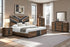 "OPTIMUS" Bed, Dark Brown + Walnut, Chevron Style Headboard, LED Lighting