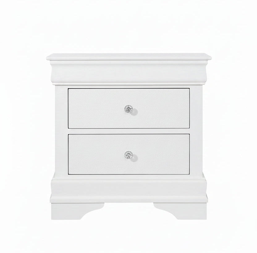 "POMPEI WHITE" Night Table, Crocodile Veneer