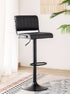 ST-7800 Barstool, Black Faux Leather, Adjustable Height, Black Base, Footrest