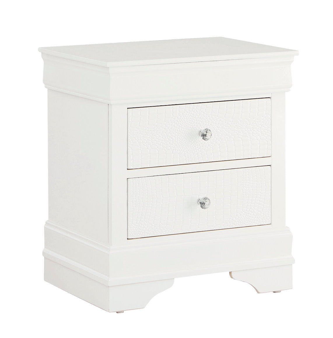 "POMPEI WHITE" Night Table, Crocodile Veneer