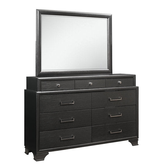 "AVA JORDYN GREY" Deluxe Bedroom Set, Grey Lacquered Finish