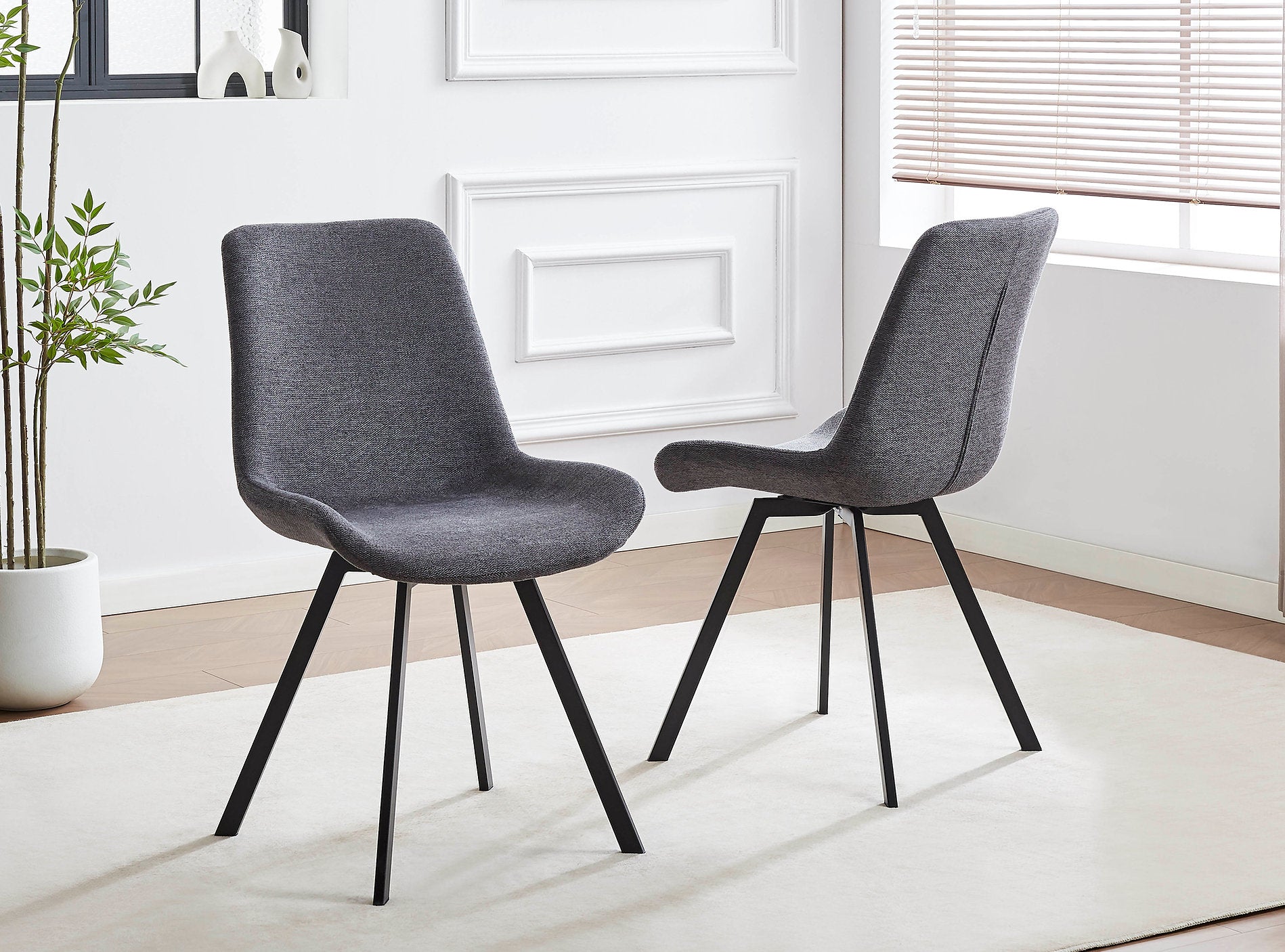 T-1808 | C-1820 Dining Set, 7Pc OR 5Pc, 71" Wood Top Table, Black Metal X-leg Base, Dark Grey Chairs