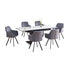 T-1410 | C-1412 Dining Set, 7Pc, Extension Table, 63"-79", Sintered Stone Top, White Marble, Dark Grey Swivel Chairs
