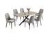 T-1510 | C-1512 Dining Set, 7Pc, 71" Table, Brown Top,  Grey Fabric Chairs