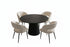 T-1642 | C-1644 Dining Set, 5Pc, Beige Chairs, 48" Black Round Table, Fluted Base