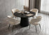 T-1642 | C-1644 Dining Set, 5Pc, Beige Chairs, 48" Black Round Table, Fluted Base