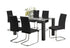 T-1449 | C-1871 - 5Pc or 7Pc Dining Set, 59" Glass Table with Black Chairs