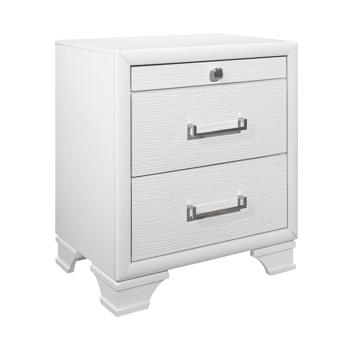 "AVA JORDYN WHITE" Night Table, White Lacquered Finish