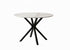T-1650 Dining Table, 40" Round, Chanel Stone Top, Black Geometric Steel Pedestal Base