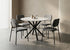 T-1650 Dining Table, 40" Round, Chanel Stone Top, Black Geometric Steel Pedestal Base