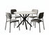 C-1652 Dining Chairs, Grey Textured Fabric, Rounded Cushioned Backrest and Seat, (2 Piece Set)