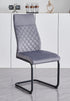 C-1572 Dining Chair, Grey, Velvet, Diamond Stitching Details, C-Shaped Steel Legs