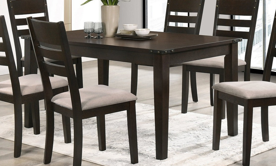 7Pc Dining Set - 60" Wooden Table and 6 Chairs  T-1090 | C-1092