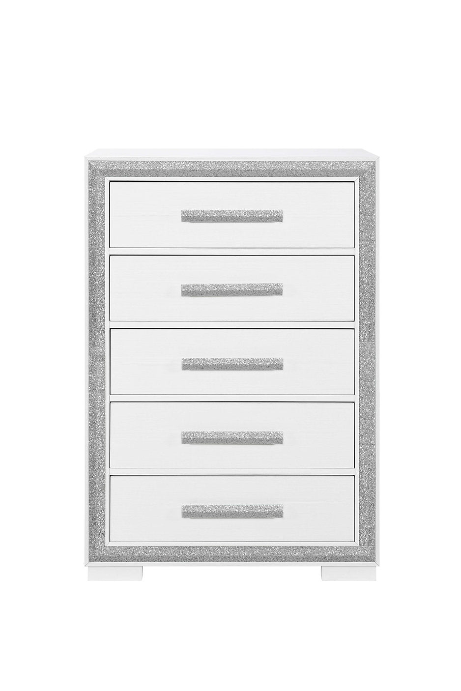 "ANDROS SILVER" Chest, Glossy White, Glamorous Silver Trim