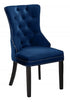 C-1222 Dining Chair, Blue, Velvet, Chrome Decorative Ring, Deep Button Tufting, (Set of 2)