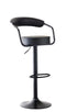 ST-7560 Barstool, Black Faux Leather, Adjustable Height, Black Base, Footrest