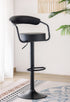 ST-7560 Barstool, Black Faux Leather, Adjustable Height, Black Base, Footrest