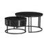 IF-2667 Coffee Table Set, 2Pc, Nested, Marquina Midnight Black Stone Top, Black Steel Base