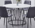 T-1590 Dining Table, 48" Round, White Faux Marble Top, Black Pedestal Steel Base